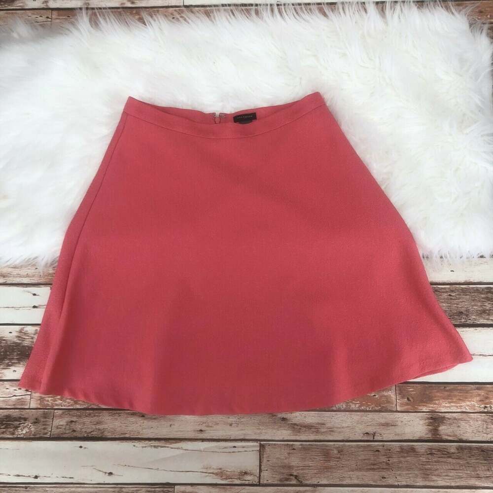 Ann Taylor Women's A-Line Skirt Size 2 Pink Coral Lined Above Knee Zip Up